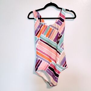 Colorful Striped Women's One Piece Swimsuit